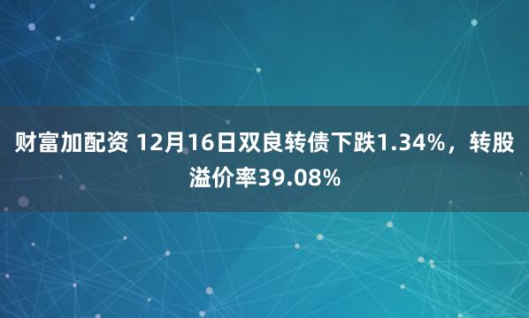 财富加配资 12月16日双良转债下跌1.34%，转股溢价率39.08%